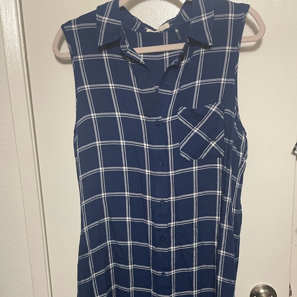 Womens sleeveless plaid cotton dress size S